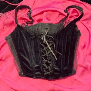 Victoria’s Secret Black Velvet Corset Top M